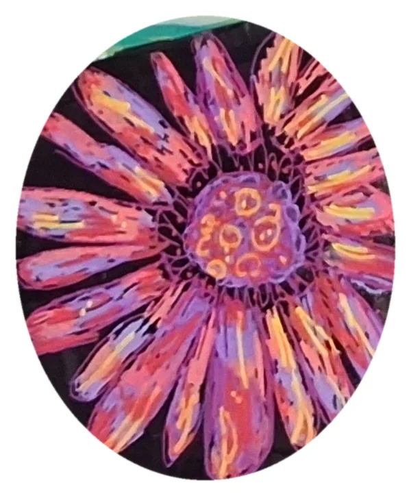 Hand-painted purple and orange daisy sticker