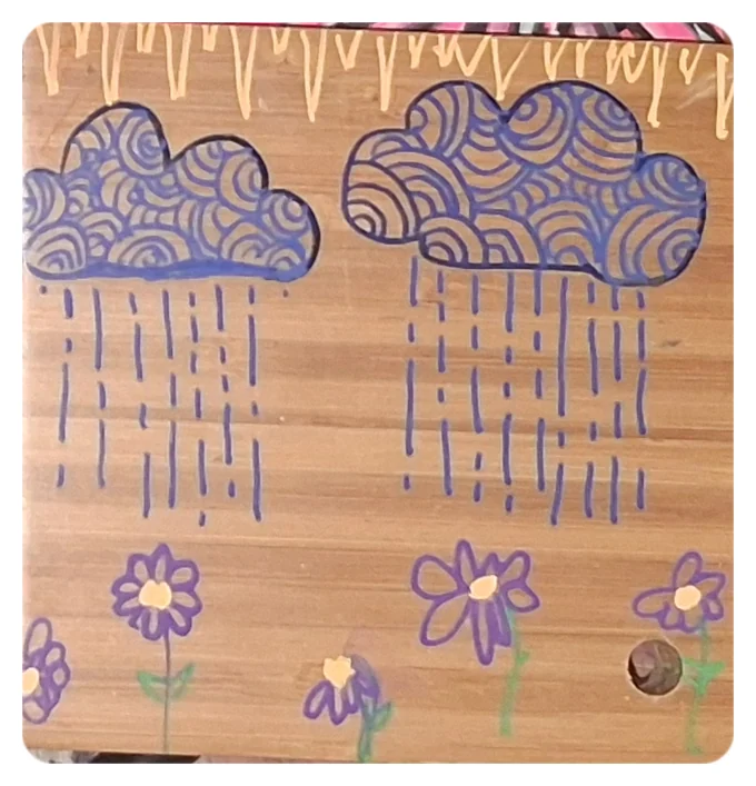 Hand-painted rain clouds sticker